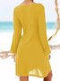 Women Cold Shoulder Long Sleeve Round Neck Causal Holiday Mini Dresses