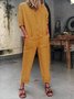 zolucky Women Casual Jumpsuits Buttoned Solid Holiday Jumpsuits