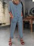 zolucky Women Casual Jumpsuits Buttoned Solid Holiday Jumpsuits