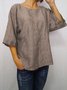 zolucky Casual Solid 3/4 Sleeve Round Neck Plus Size Tops