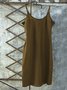 zolucky Casual Sleeveless Plus Size Solid Dress