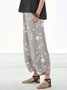 Women Casual Floral Printed CottonPockets Pants