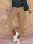 zolucky Solid Casual Pockets Pants