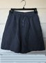 zolucky Plus Size Solid Casual Pockets Shorts