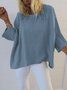 zolucky Casual 3/4 Sleeve Round Neck Plus Size Tops