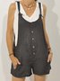 Casual Solid Color Plus Size Overalls Solid Sleeveless Pocket Jumpsuit for women
