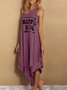 Sleeveless Asymmetric Letter Casual Knitting Dress