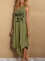 Sleeveless Asymmetric Letter Casual Knitting Dress