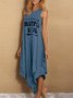 Sleeveless Asymmetric Letter Casual Knitting Dress