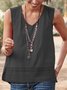 V Neck Solid Hollowed Sleeveless Shirts & Tops