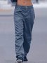 Women Casual Plain Pockets Low Rise Pants