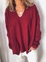 Red Long Sleeve Casual Tops