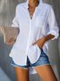zolucky White Holiday Solid Cotton-Blend Blouse
