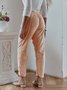zolucky Casual Paneled Cony Hair Solid Bottoms