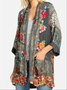Women Vintage Casual Flora Printed Casual Daily 3/4 Sleeve Outerwear