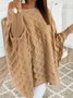 Khaki Batwing Off Shoulder Knitted Sweaters