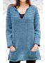 Blue Long Sleeve Casual Crew Neck Knitted Sweaters