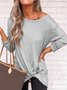 Casual Long Sleeve Solid Top