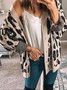 Autumn Casual Basic Leopard Printed Knitted Sweater Coat