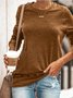 Zolucky Women Cotton Crew Neck Long Sleeve Plus Size Vintage Casual Shirts & Tops