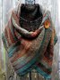 Women Vintage Cotton-blend Stripes Color Block Scarves & Shawls