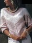 V Neck Plain Color-Block Casual Sweater