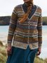 Casual Tribal V Neck Floral-print Vintage Sweater