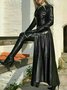 Women Long Leather Coat