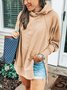 Solid Cotton Long Sleeve Hoodie Sweater