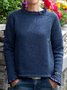 Blue Casual Round Neck Sweater