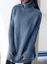 zolucky Turtleneck Knitted Plus Size Pullovers Long Sleeve Knitted Sweaters