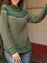 Color-Block Knitted Casual Sweater