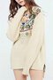 Knitted Embroidery Long Sleeve Slit Sweater