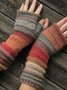 Women Vintage Color-block Geometric Fingerless Gloves