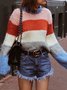 Long Sleeve Striped Color-Block Sweater