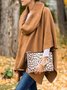 Brown Plain Cotton-Blend Cowl Neck Casual Sweater