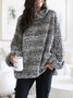 Gray Turtleneck Patchwork Long Sleeve Sweater