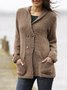Long Sleeve Solid Knitted Buttoned Sweaters