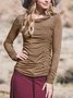 Casual Cotton-Blend Cowl Neck T-shirt