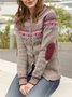 Buttoned Knitted Long Sleeve Crew Neck Jacket