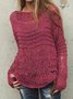 Red Paneled Long Sleeve Sweater