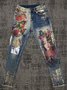 Women's Casual Abstract Printed Denim Trousers