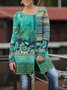 Women Casual Fair Isle Knitting Coat