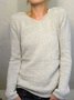 Apricot Cotton-Blend Solid V Neck Long Sleeve Sweater