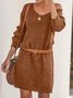 Knitted Long Sleeve Solid Knitting Dress