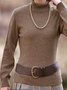 Casual Long Sleeve Solid Turtleneck Sweater