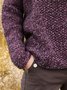 Casual Plain Turn-Down Collar Long Sleeve Sweater