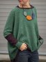 zolucky Casual Knitted Plain Round Neck Vintage Sweater