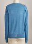 Blue Round Neck Cotton Long Sleeve Shift Sweater