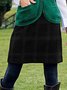 Multicolor Cotton-Blend Plaid Casual Skirt